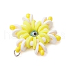 Handmade Polymer Clay and Snowflake Lampwork and Glass Round Pendants PALLOY-MZ00639-02-4
