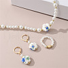 Plum Blossom Pattern Plastic & Porcelain & CCB Earrings & Necklaces & Rings Sets FS-WG584CB-01-3