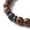 Anxiety Stress Synthetic Hematite & Natural Lava Rock Bracelets for Men Women BJEW-JB06774-4