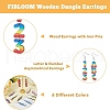 FIBLOOM 6 Sets 6 Colors Wood Dangle Earrings with Iron Pins EJEW-FI0003-27-3