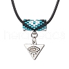 Glass Seed Beaded & Alloy Triangle Evil Eye Pendant Necklaces NJEW-MZ00110-4