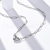 304 Stainless Steel Double-Sided Magnetic Heart Pendant Paperclip Chain Necklaces NJEW-U028-02P-1