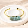 Natural Amazonite Beads Cuff Bangles for Women BJEW-Q035-01G-01-5