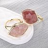 Horse Eye Natural Strawberry Quartz Cuff Rings RJEW-M076-04G-04-4
