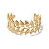 Stainless Steel Hollow Leaf Open Cuff Bangles for Women BJEW-G719-14G-2