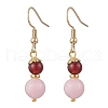 Round Natural Quartz & Carnelian Beaded Dangle Earrings EJEW-JE06473-3