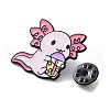 Axolotl with Bubble Tea Alloy Enamel Brooches JEWB-C029-08B-EB-3