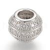 Brass Micro Pave Cubic Zirconia European Beads ZIRC-F062-12-3