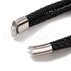 Men's Braided Black PU Leather Cord Multi-Strand Bracelets BJEW-K243-02AS-4