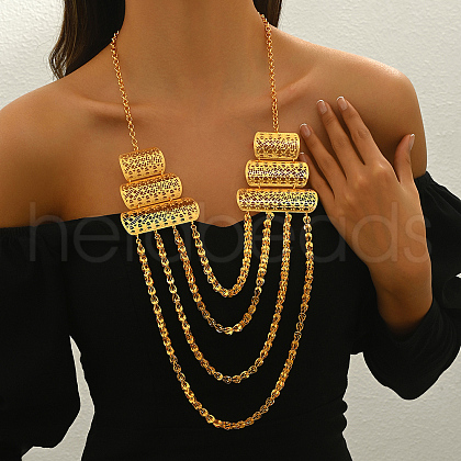 Luxurious Brass and Iron Tassel Bib Necklaces for Women's Formal Events HP0858-1