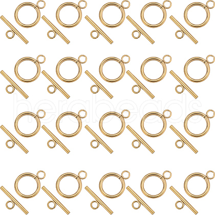 SUNNYCLUE 30Pcs 304 Stainless Steel Ring Toggle Clasps STAS-SC0007-42A-1