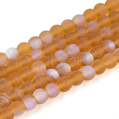 Frosted Transparent Glass Beads Strands GLAA-T032-T4mm-MBB23-1