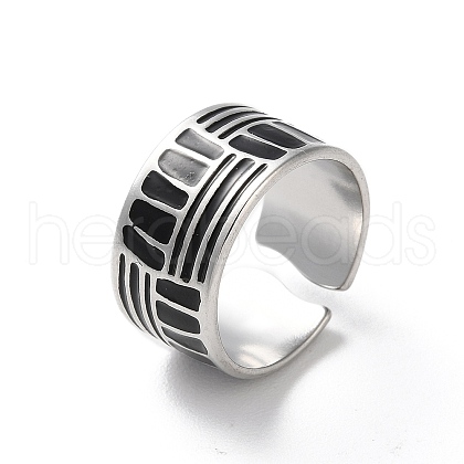 304 Stainless Steel Enamel Cuff Rings for Men RJEW-M171-35P-1