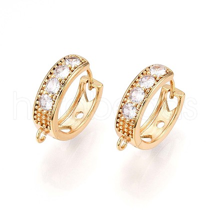 Brass Micro Pave Cubic Zirconia Hoop Earring Finding KK-N261-25G-1