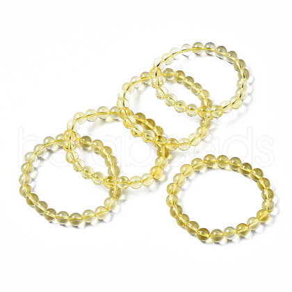 Synthetic Citrine Beaded Stretch Bracelets BJEW-Q692-48B-1