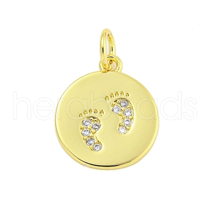 Round Rack Plating Brass Micro Pave Clear Cubic Zirconia Pendants KK-U021-01G-1