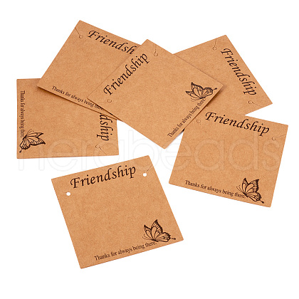 100Pcs 2 Styles Friendship Theme Kraft Paper Jewelry Display Cards CDIS-TA0001-24-1