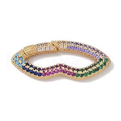 Rack Plating Brass Micro Pave Cubic Zirconia Twister Clasps KK-NH0002-17G-02-1