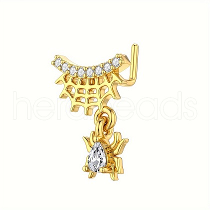Brass Pave Clear Cubic Zirconia Dangle L-Shaped Nose Rings FS-WG9779A-08-1