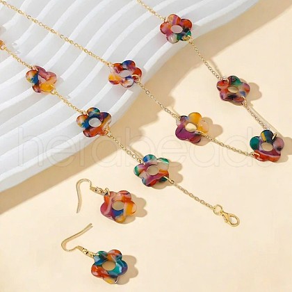 Flower Alloy & Acrylic Jewelry Set FS-WG36751-01-1