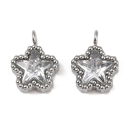 304 Stainless Steel Micro Pave Cubic Zirconia Charms STAS-K302-01A-P-1