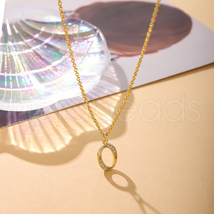 Fashionable Brass Micro Pave Clear Cubic Zirconia Initial Pendant Necklaces for Women FS-WG2FE2D-15-1