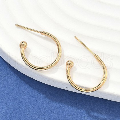 304 Stainless Steel C-shaped Hoop Circle Ball Stud Earrings X-STAS-K204-04G-1