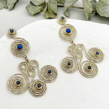 Vortex Spiral 304 Stainless Steel Dangle Stud Earrings EJEW-Q028-01A-G-1