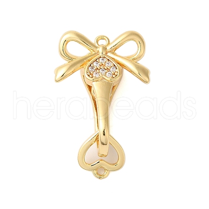 Brass Micro Pave Clear Cubic Zirconia Fold Over Clasps KK-S382-03G-1