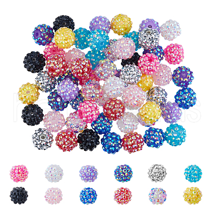 DICOSMETIC 72Pcs 12 Colors Resin Rhinestone Beads RESI-DC0001-37-1