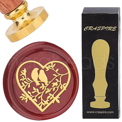Brass Wax Seal Stamps with Wood Handle AJEW-WH0412-0053-1