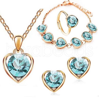 Glass Heart Jewelry Set PW-WG19473-04-1