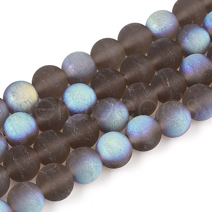 Frosted Transparent Glass Beads Strands GLAA-T032-T8mm-MBB02-1