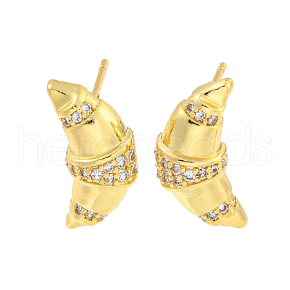 Rack Plating Brass Micro Pave Cubic Zirconia Stud Earring EJEW-C102-15G-01-1