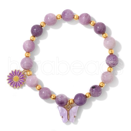 Natural Amethyst Round Beads Stretch Bracelets RY7989-3-1
