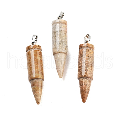 Natural Fossil Coral Pointed Pendants G-A231-03A-1