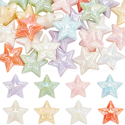 SUNNYCLUE 32pcs 8 colors UV Plating Acrylic Beads MACR-SC0001-48-1