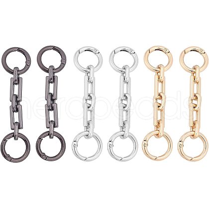SUPERFINDINGS 6Pcs 3 Colors Zinc Alloy Bag Extender Cable Chains FIND-FH0003-59-1