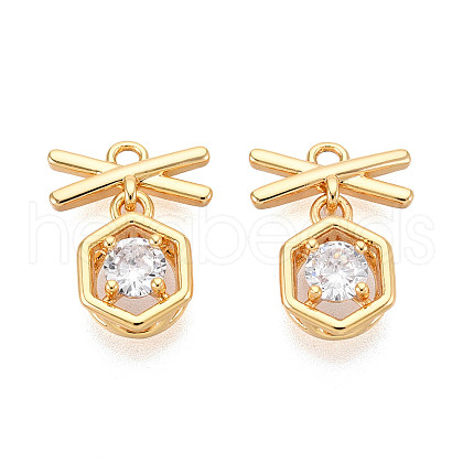 Brass Micro Pave Cubic Zirconia Charms KK-N263-74B-G-1