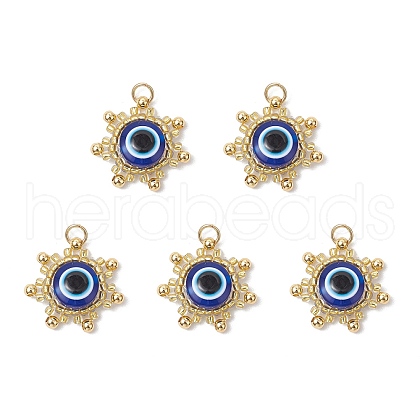 Glass Seed Beaded Sun with Evil Eye Pendants PALLOY-MZ00633-1
