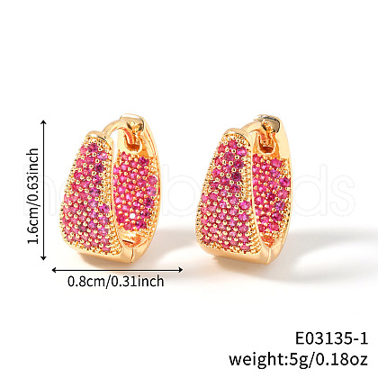 Brass Cubic Zirconia U-shaped Hoop Earrings YK3626-1-1