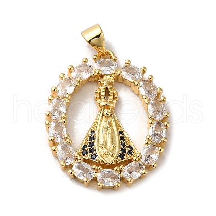 Rack Plating Brass Micro Pave Clear Cubic Zirconia Pendants KK-F853-20G-1