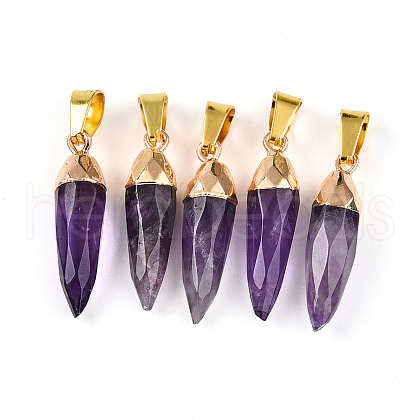 Natural Amethyst Pendants G-N345-01F-1