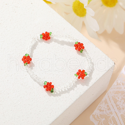 Bohemian Style Daisy Glass Seed Beaded Stretch Bracelets for Women WG677E4-05-1