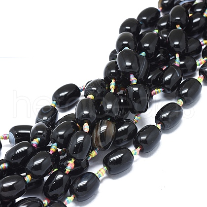 Natural Black Agate Beads Strands G-L544-063B-01-1