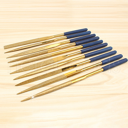 10 Pcs Carbon Steel Diamond File Set WOCR-PW0001-319A-1