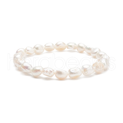 Natural Pearl Beaded Stretch Bracelet for Women BJEW-JB08868-01-1
