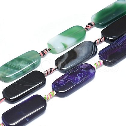 Natural Banded Agate/Striped Agate Beads Strands G-L544-022-1