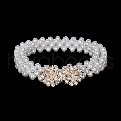 Alloy Crystal Rhinestone & Plastic Imitation Pearl Beaded Waist Belly Chains for Women FS-WG4F3BE-08-1