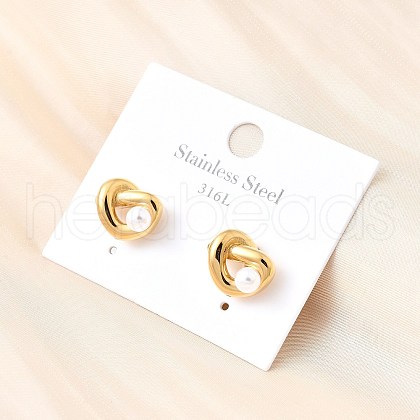 knot 304 Stainless Steel Stud Earrings EJEW-D315-02G-1